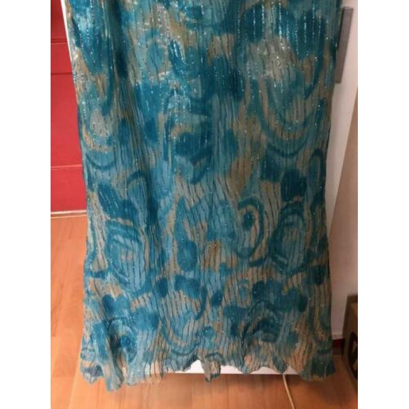 Blauwe glitter galajurk avondjurk abiye