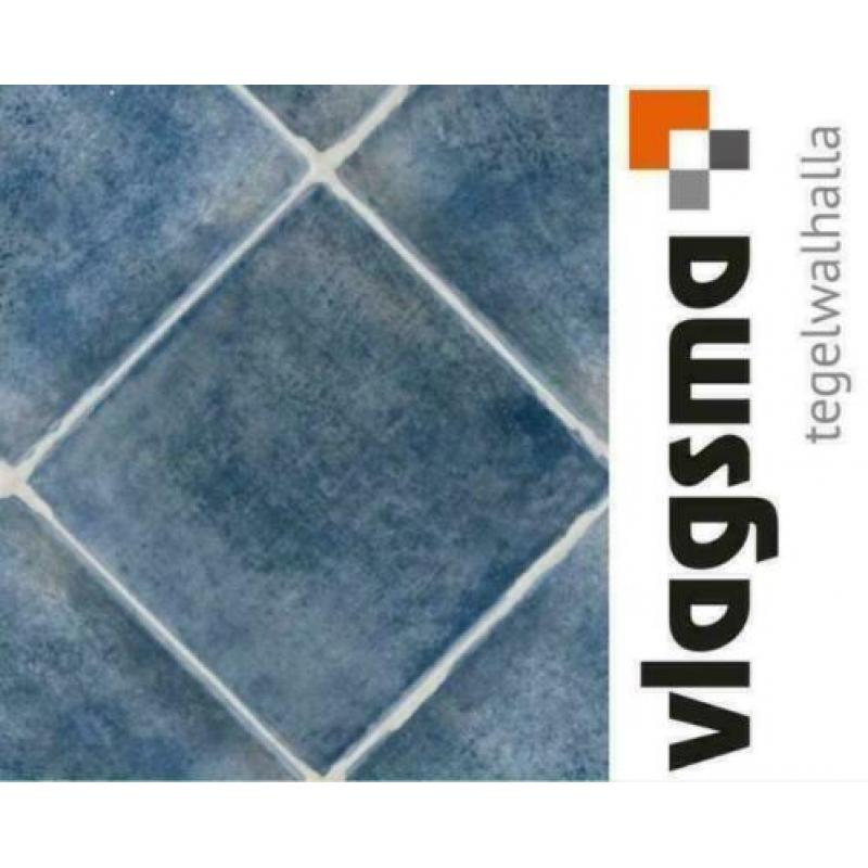 Boeren plavuizen blauw 30x30 cm semi getrommelde vloertegel