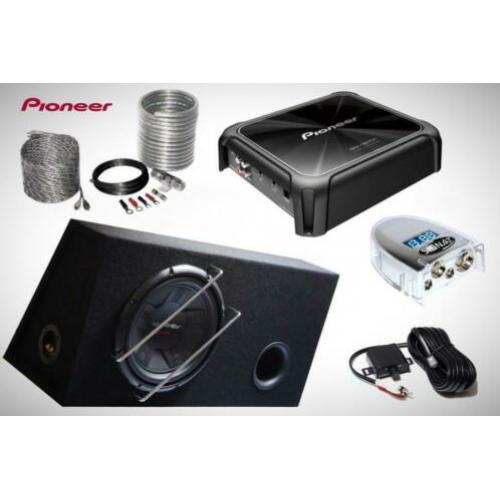 1400W Pioneer Subwoofer + Monoblock + Kabelset *GRATIS THUIS