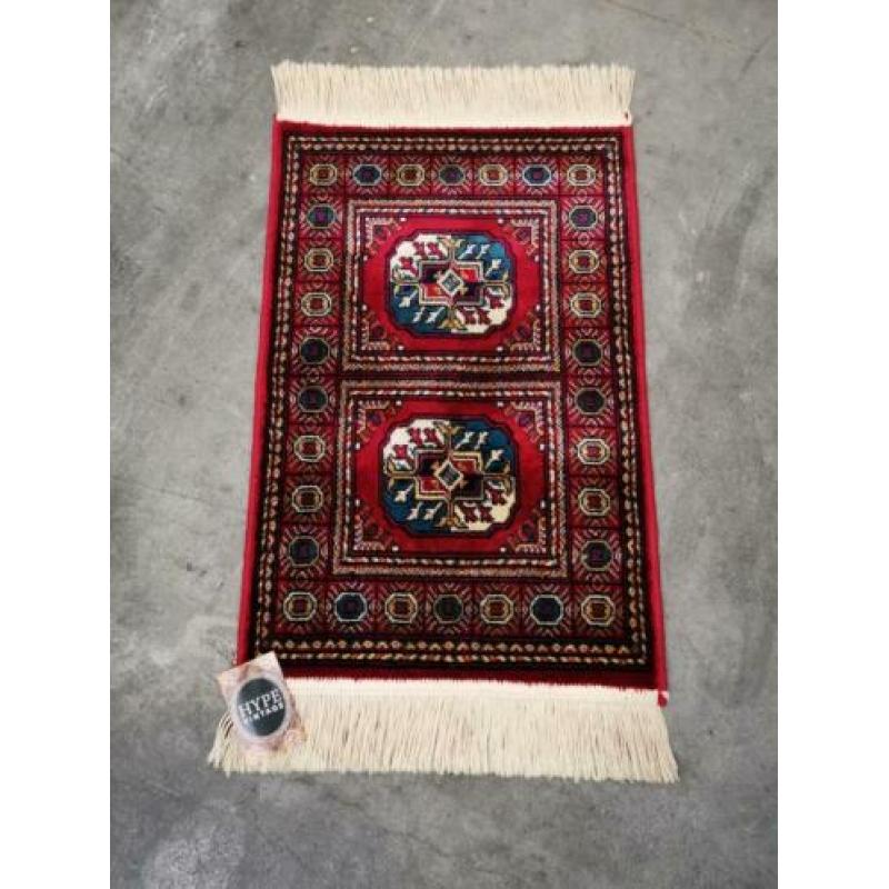 Vintage Perzisch tapijt Bokhara art silk retro kleed 40x61cm