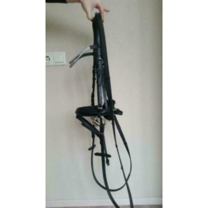 Hoofdstel compleet Full zwart leder met bit