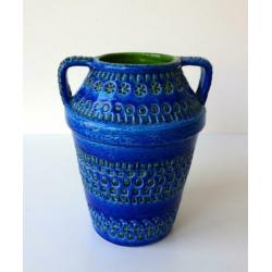 Keramiek vaas twee oren turquoise groen Bitossi 2789-k