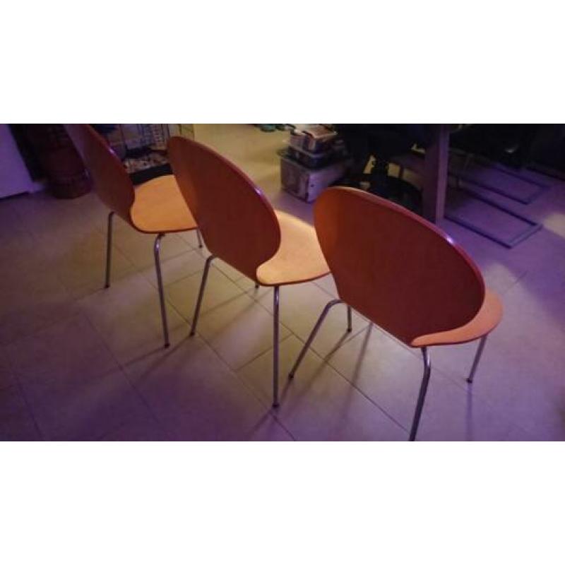 3 stoelen blank hout