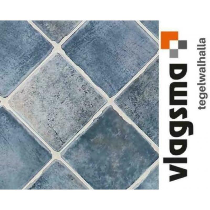 Boeren plavuizen blauw 30x30 cm semi getrommelde vloertegel