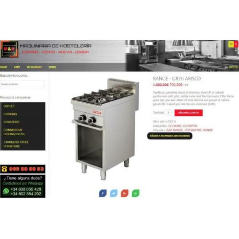 Horeca Arisco 2 Pits Gasfornuis GR711 2 jaar oud werkt 100%