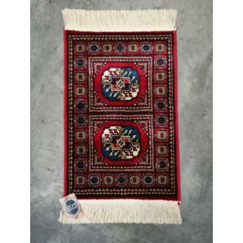 Vintage Perzisch tapijt Bokhara art silk retro kleed 40x61cm