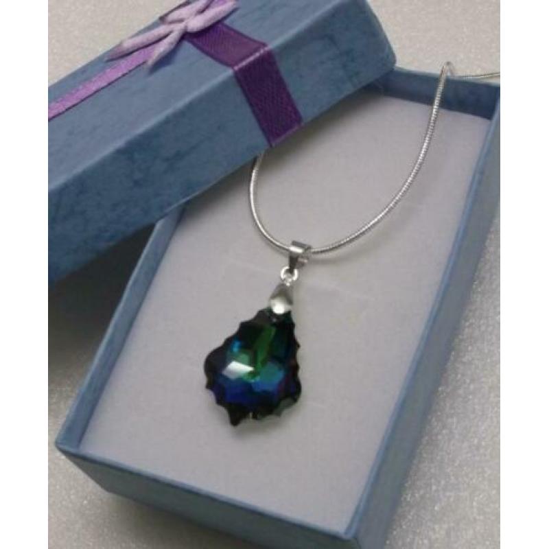 u52 Nieuw Mooi 925 Zilver Ketting Swarovski Hanger Gratis ve
