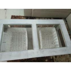 Rustieke white wash salontafel met glas