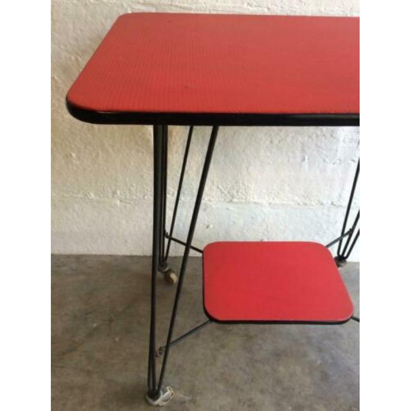 Tv tafel met 2 rode bladen, vintage design