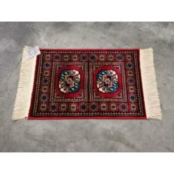 Vintage Perzisch tapijt Bokhara art silk retro kleed 40x61cm
