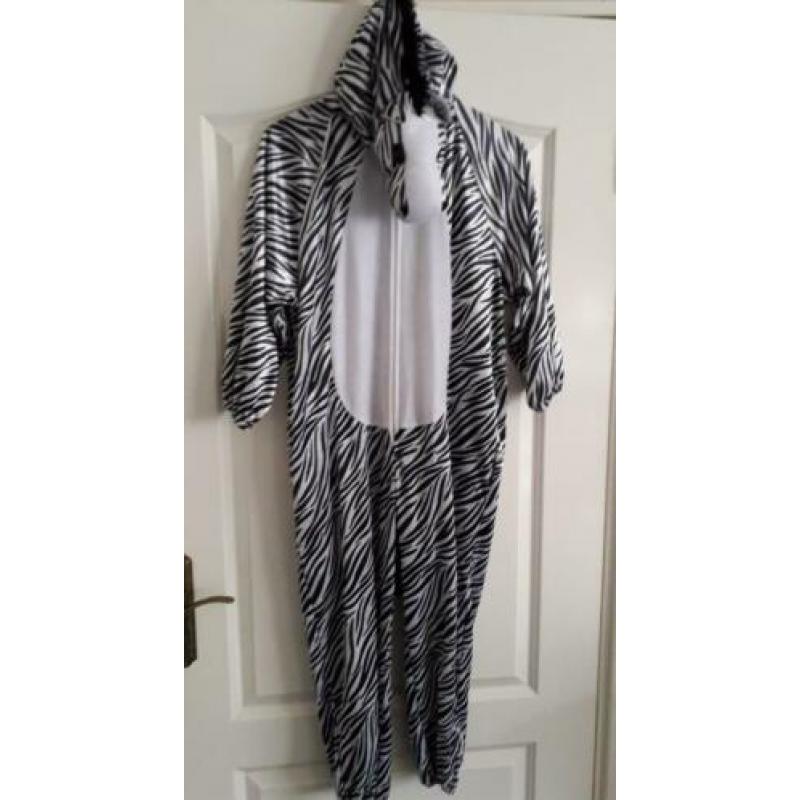 Onesie Zebra pluche verkleedkleding carnaval 140