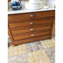 Oude Antieke Kaptafel met Marmeren blad en Draaispiegel