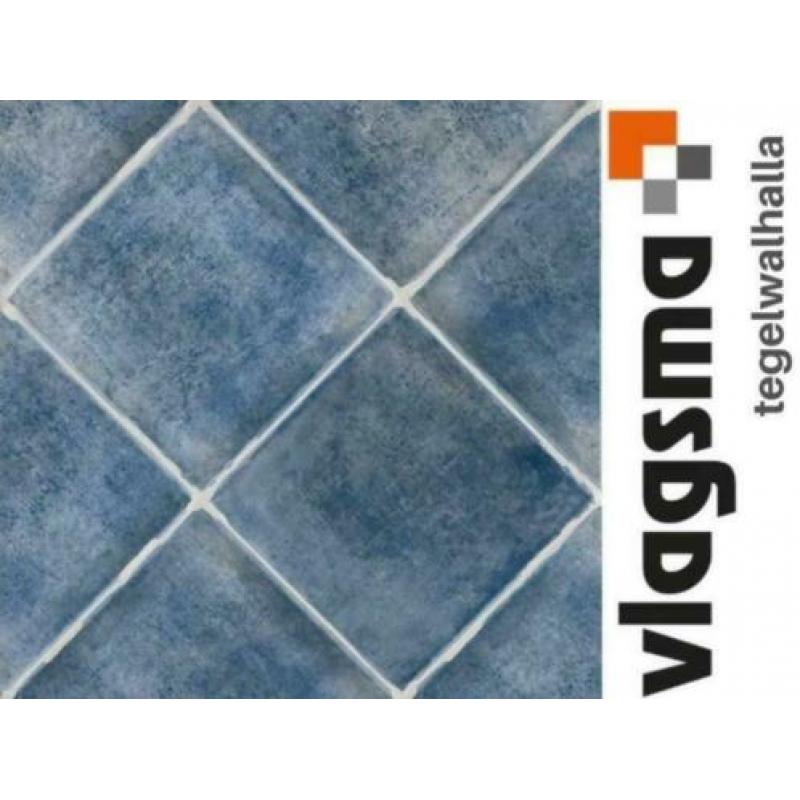 Boeren plavuizen blauw 30x30 cm semi getrommelde vloertegel