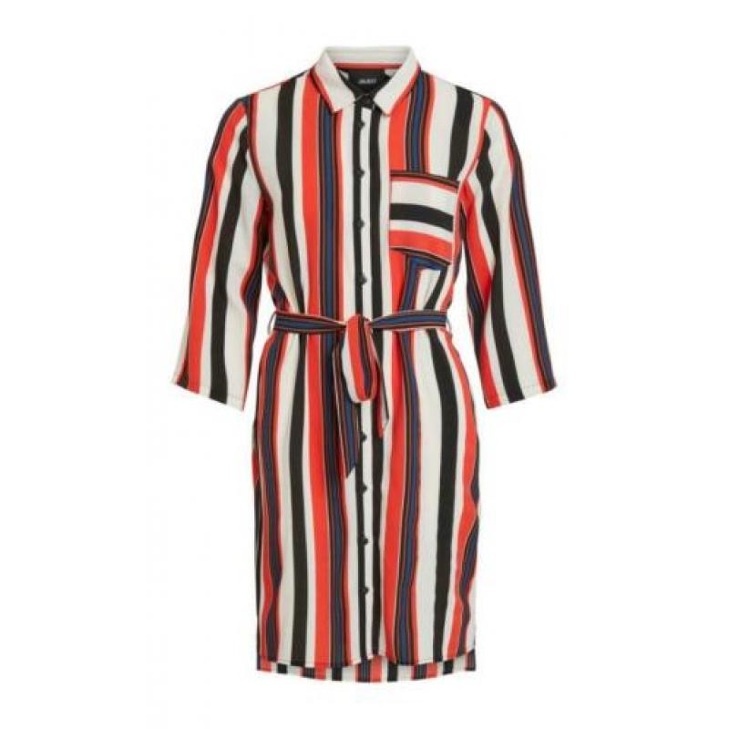 NIEUW,"OBJECT"gestreepte jurk/tuniek zwart/wit/geel/blauw 42