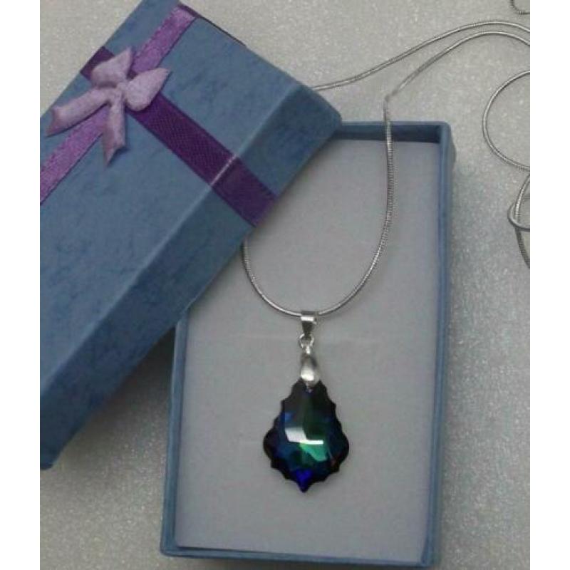 u52 Nieuw Mooi 925 Zilver Ketting Swarovski Hanger Gratis ve