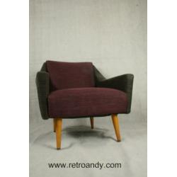 vintage Fauteuils tweekleurig nieuw gestoffeerd