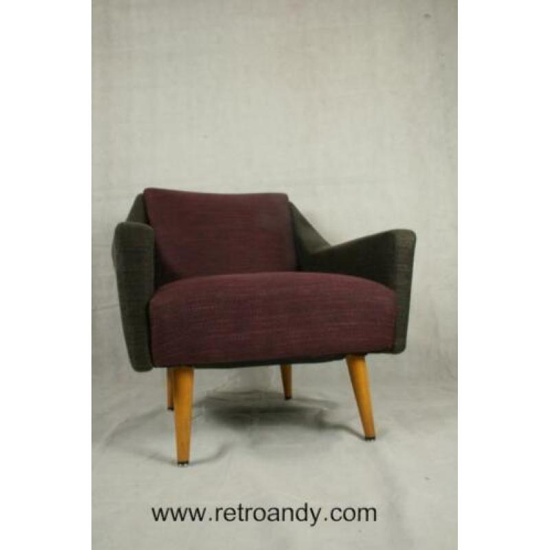 vintage Fauteuils tweekleurig nieuw gestoffeerd
