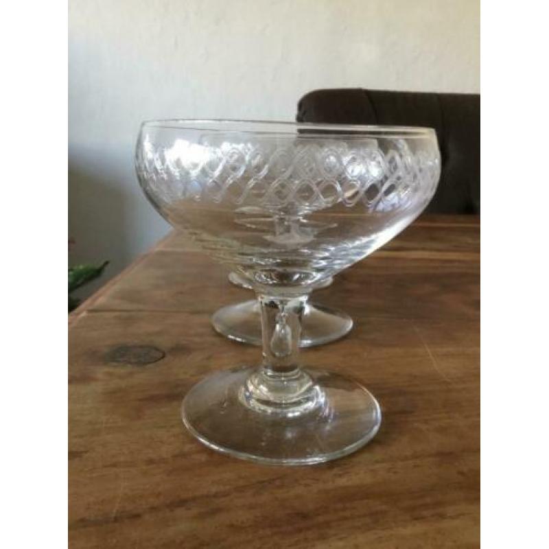 Antieke champagne glazen art deco glazen cocktail glazen
