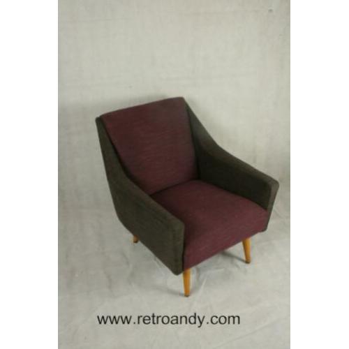 vintage Fauteuils tweekleurig nieuw gestoffeerd