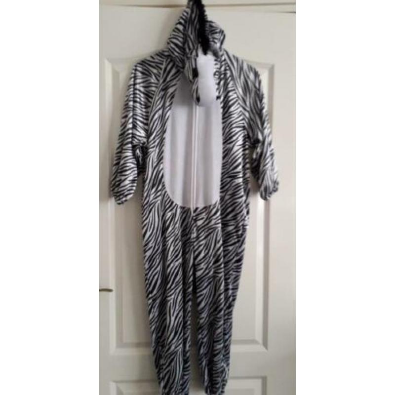 Onesie Zebra pluche verkleedkleding carnaval 140