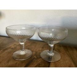 Antieke champagne glazen art deco glazen cocktail glazen