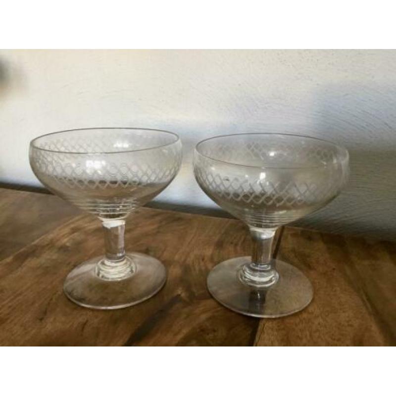 Antieke champagne glazen art deco glazen cocktail glazen