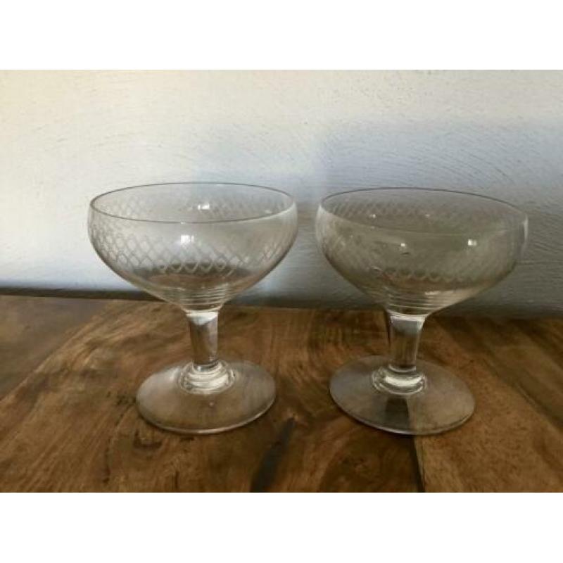 Antieke champagne glazen art deco glazen cocktail glazen
