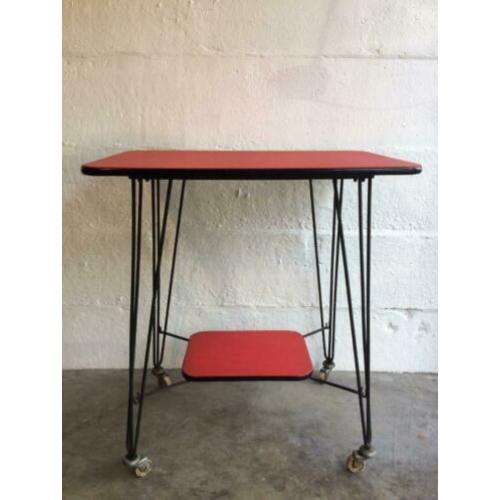 Tv tafel met 2 rode bladen, vintage design