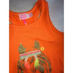Nieuw shirtje Kidz Art oranje paard maat 110/116