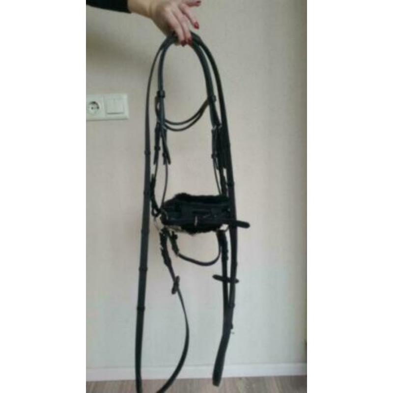 Hoofdstel compleet Full zwart leder met bit