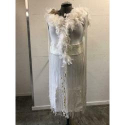 Prachtige jaren 20 witte Charleston outfit jurk en pruik