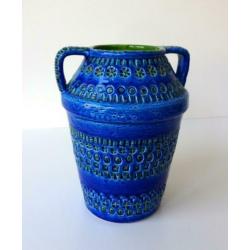 Keramiek vaas twee oren turquoise groen Bitossi 2789-k