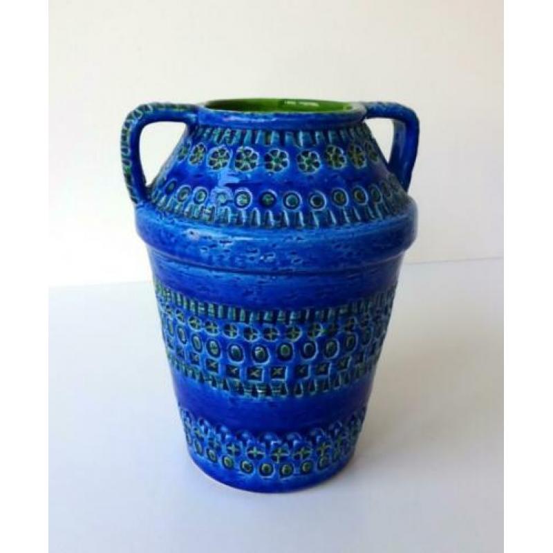 Keramiek vaas twee oren turquoise groen Bitossi 2789-k