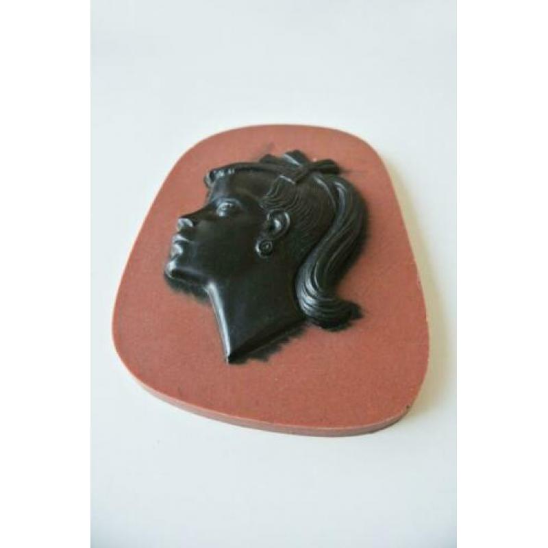 vintage meisjeshoofd PLAQUETTE fifties mid century no retro