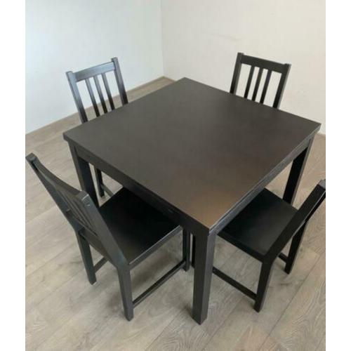 Uitschuifbare eettafel met 4 stoelen Bjursta stefan Ikea