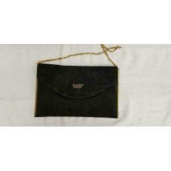 D577: VINTAGE Borsettificio Riminese avondtasje zwart suede