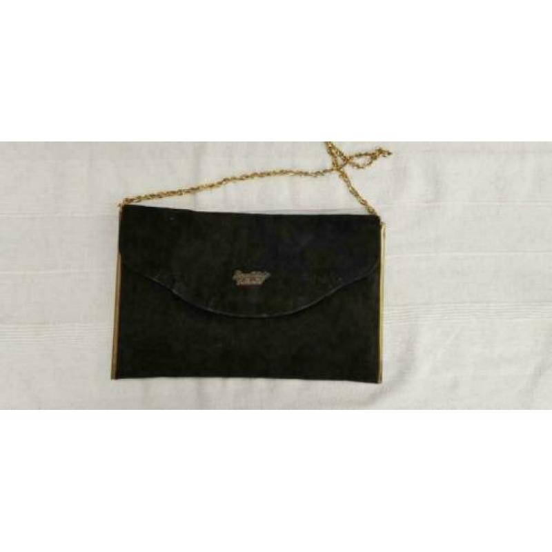 D577: VINTAGE Borsettificio Riminese avondtasje zwart suede