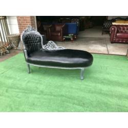 Zwart leren lounge bank