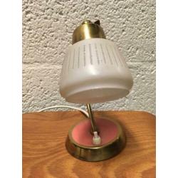 Vintage lampje roze messing glazen