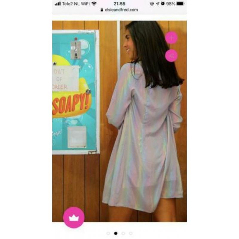 Oversized holographic shirt TOPSHOP asos regenboog zilver