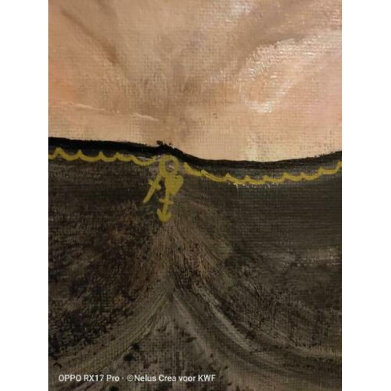 acrylverf schilderij - Zeeuwse boerin - Meriete - sepia