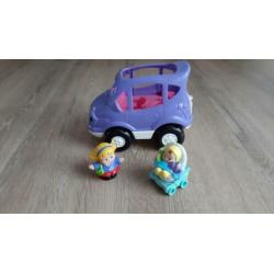 Set Little people, auto + caravan, vliegtuig, koets en auto