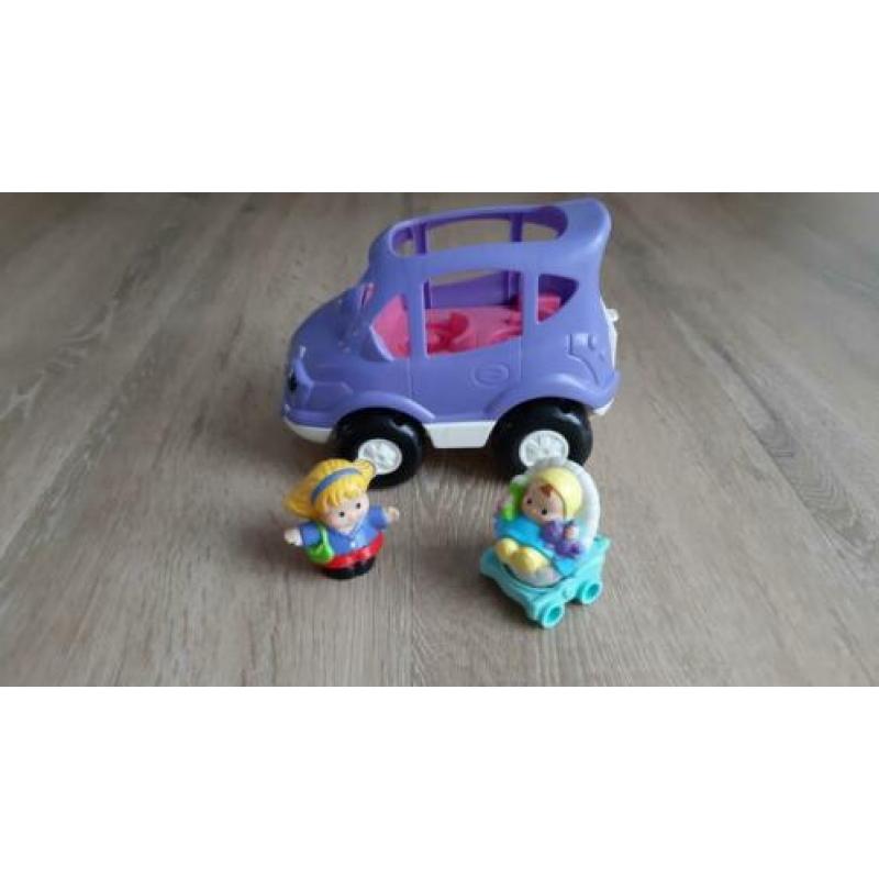 Set Little people, auto + caravan, vliegtuig, koets en auto