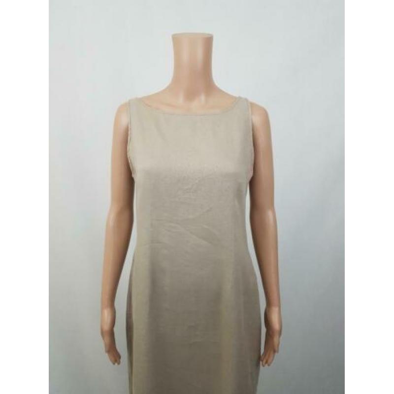 Sarah Pacini nieuwstaat beige linnen maxi dress jurk mt 38
