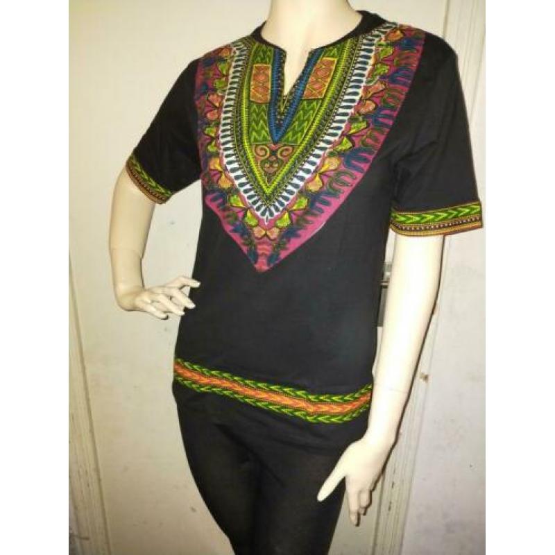 Zwarte Afrikaanse Dashiki t-shirt maat s