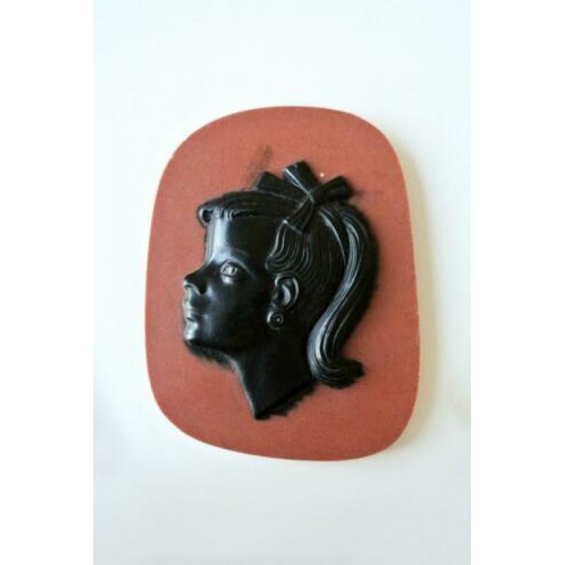 vintage meisjeshoofd PLAQUETTE fifties mid century no retro