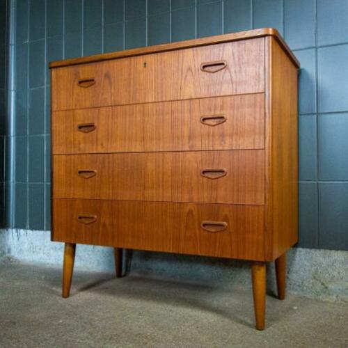 Vintage Retro Midcentury Scandinavische Ladekast Kast Bruin