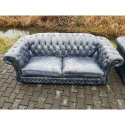 Chesterfield bank vintage blauw + bezorging gratis