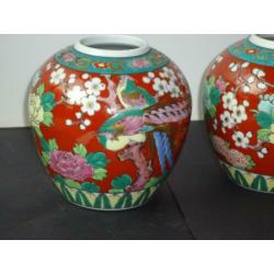 paar vintage CHINESE gemberpotten vaas beschilderd porselein