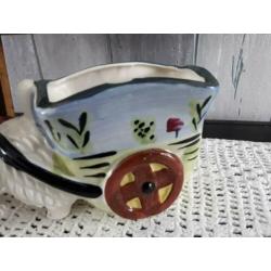 Poedel met Kar * Oud  Cactusbakje * Brocante Bloempotje.